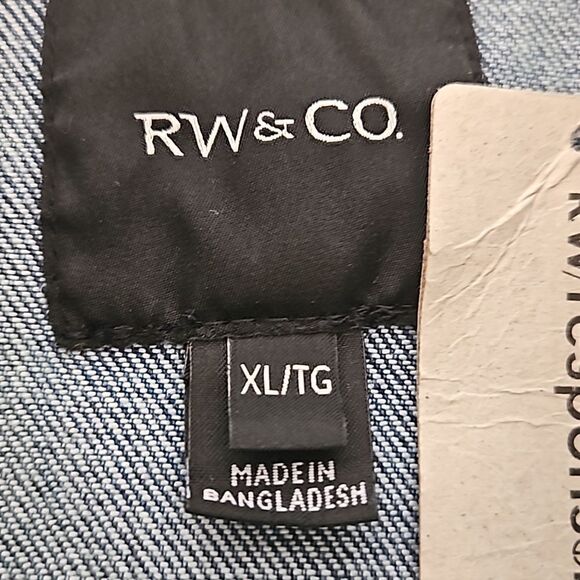 RW&CO. Men's Denim Button-Down Oversized Jean Shirt XL Dark Blue Washed - Picture 8 of 16